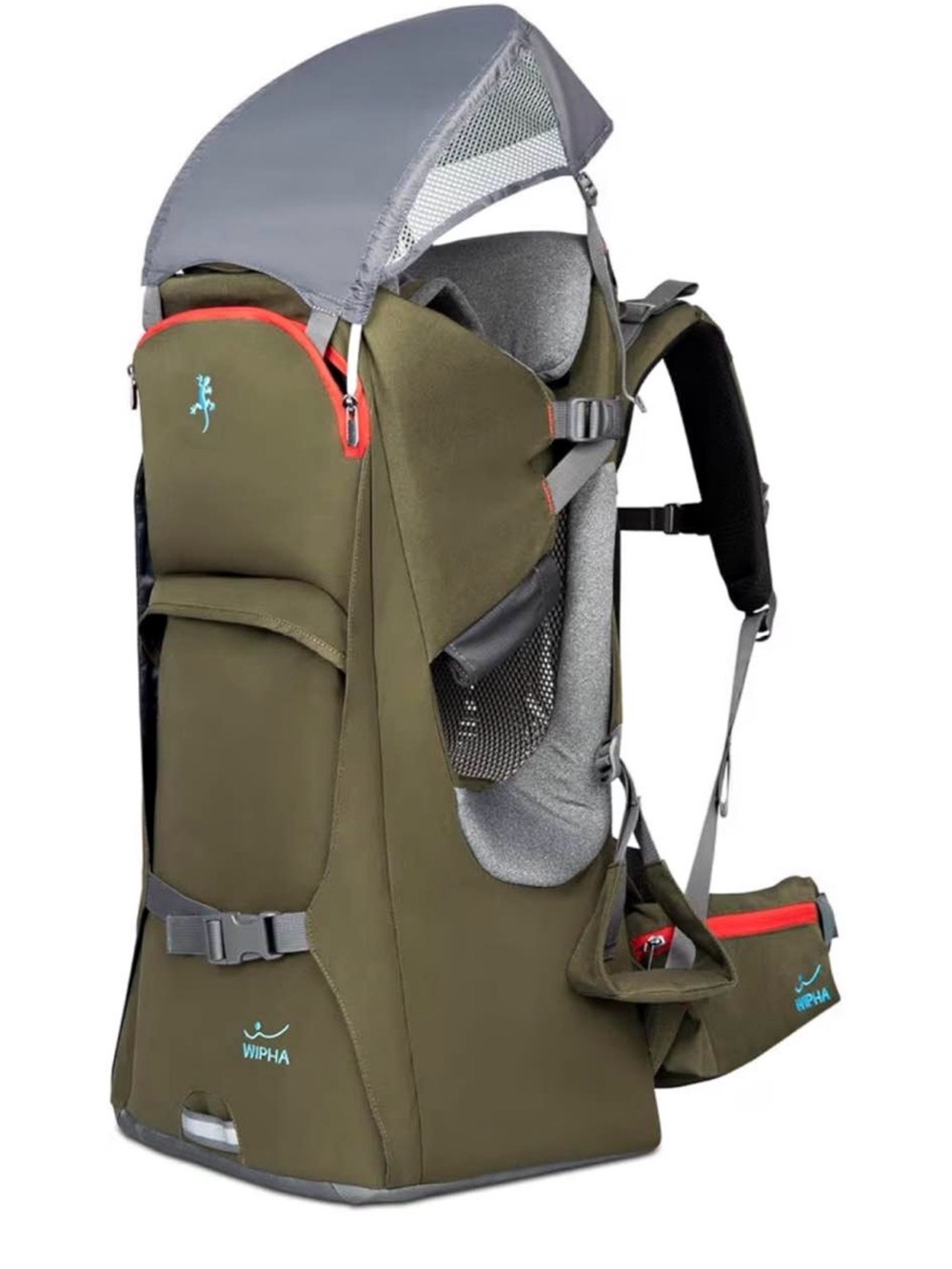 Olive Green Child Carrier Backpack with Sun Canopy